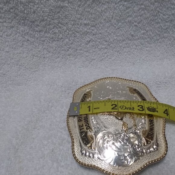 AQHA CMSA Cowboy Mounted Shooting Association Trophy Buckle Platte River Shoot - Picture 10 of 11